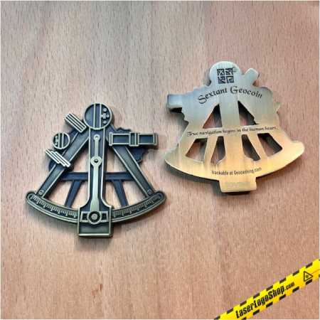 Sextant Geocoin - RE "Helmsman - Antique Bronze"